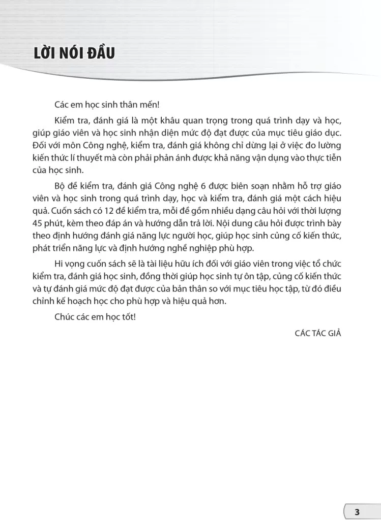 BỘ ĐỀ KIỂM TRA, ĐÁNH GIÁ CÔNG NGHỆ LỚP 6 (Theo chương trình GDPT 2018)